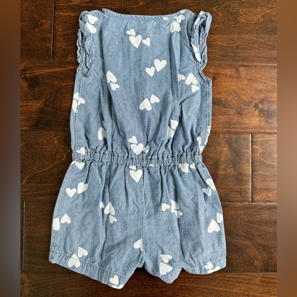 CARTER’S | Toddler Girl Heart Denim Romper - 18 Months - Picture 4 of 4